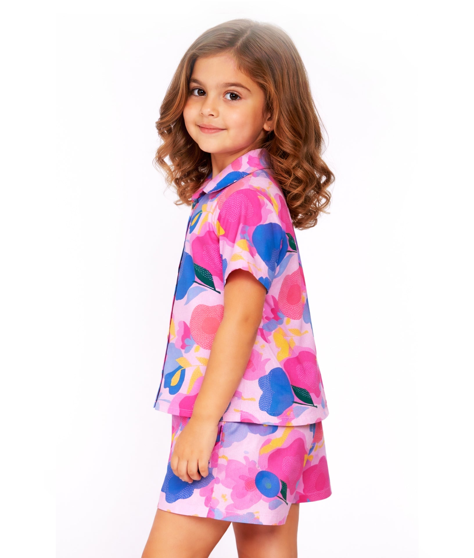 Girls' Floral Print up& downd co-ord set