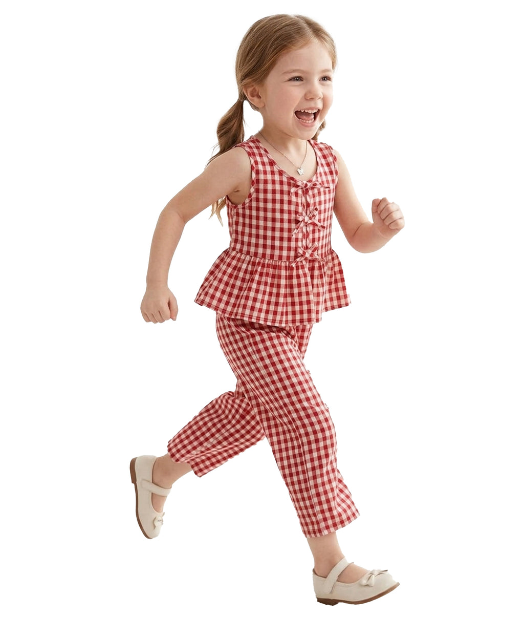 Add a Touch of Magic with Our Red & White Gingham Peplum Set