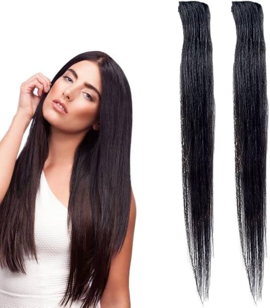 🎁 24-Inch Straight Black Clip-in Hair Extension - 5-Clip Synthetic Hairpiece for Instant Length and Volume (100% off)