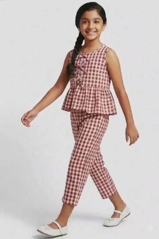 Girls Dainty Floral Peplum Top and Trousers Co-ord Set - Kids Party Wear Online